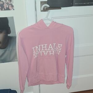 Pink Hoodie with 'Inhale Exhale' Print
